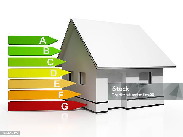 Energy Efficiency Rating And House Showing Conservation Stock Photo - Download Image Now