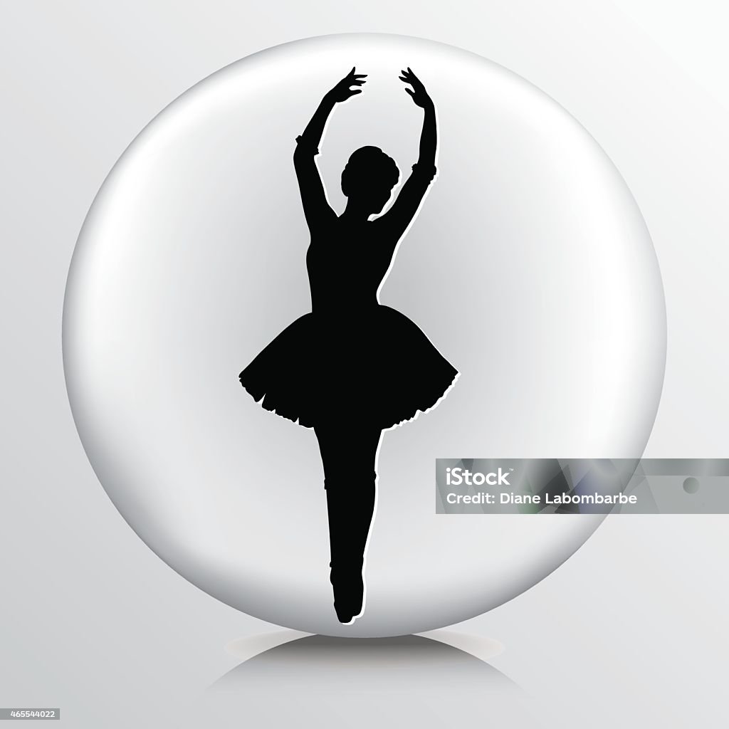 Icono negro redondo con pirueta Ballerina en Tutu silueta - arte vectorial de 2015 libre de derechos