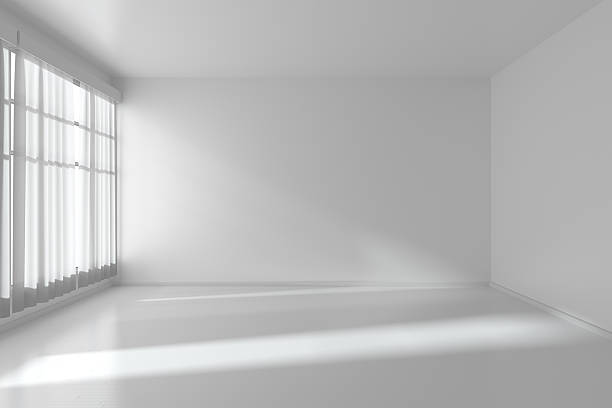 istock White empty room with flat walls, white floor and window 465545634