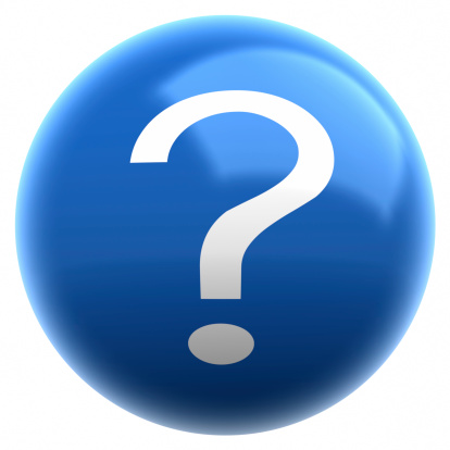 Shiny blue ball with Question Mark. High quality 3D render with clipping path.