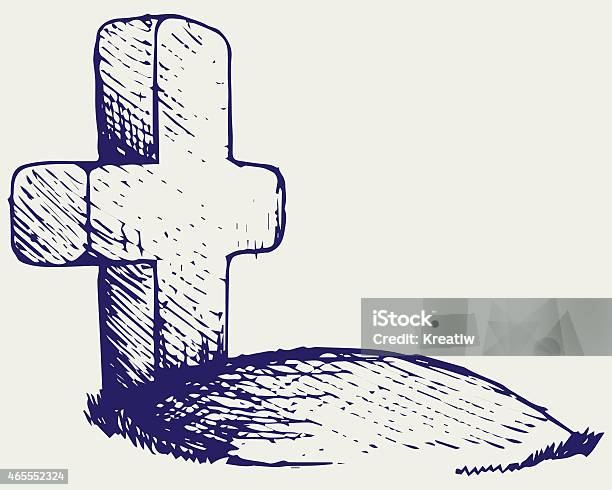 Grave With A Cross Stock Illustration - Download Image Now - 2015, Buried, Cemetery