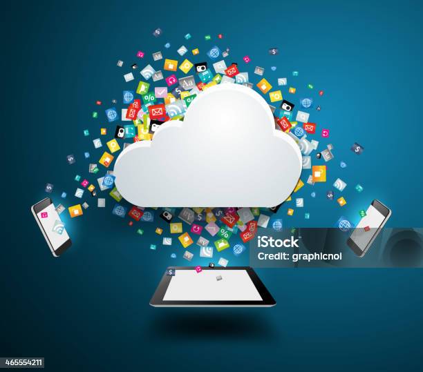 Cloud Computing Concept With Colorful Application Icon Stock Illustration - Download Image Now