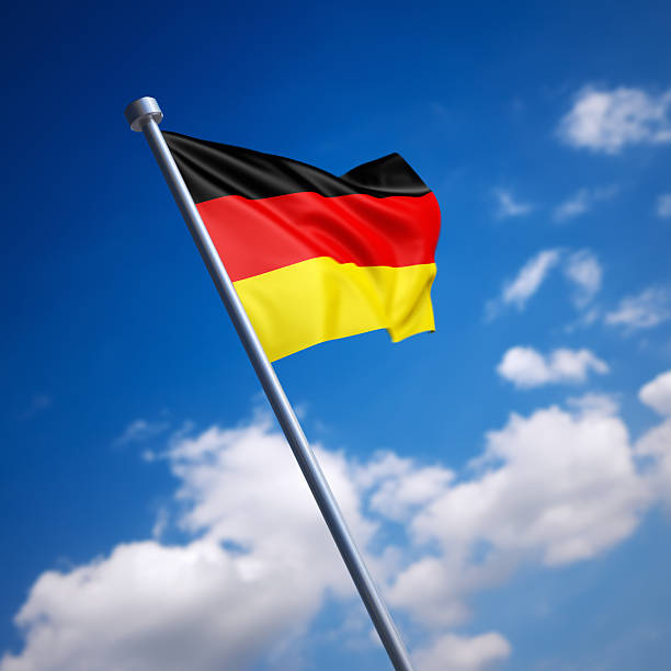 istock Flag of Germany against blue sky 465556541