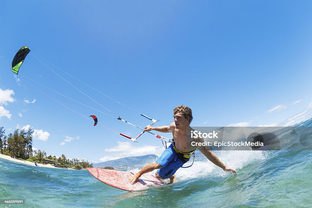 Kite Surfing Kite Surfing, Fun in the Ocean, Extreme Sport Kiteboarding Stock Photo