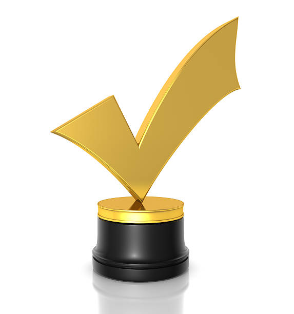 Check Mark Award Check Mark Award check mark metal three dimensional shape symbol stock pictures, royalty-free photos & images