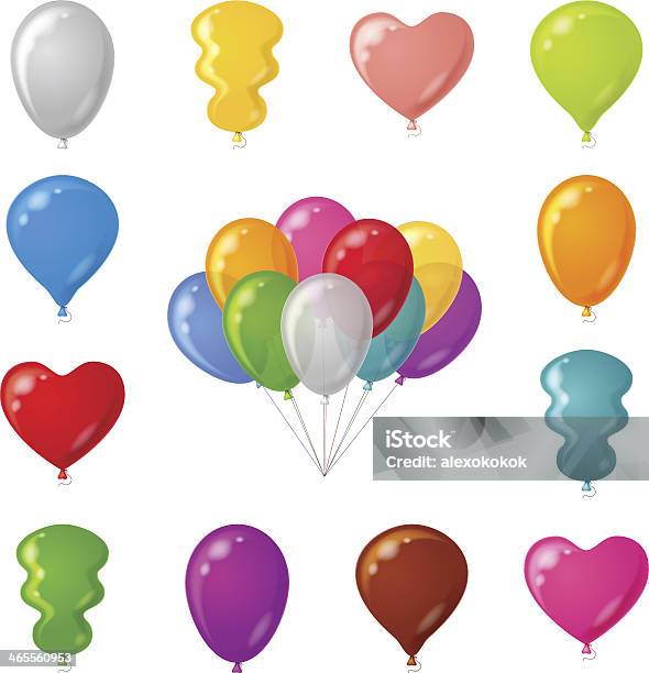 Świąteczny Zestaw Balony - Stockowe grafiki wektorowe i więcej obrazów Balon - Balon, Bez ludzi, Biały