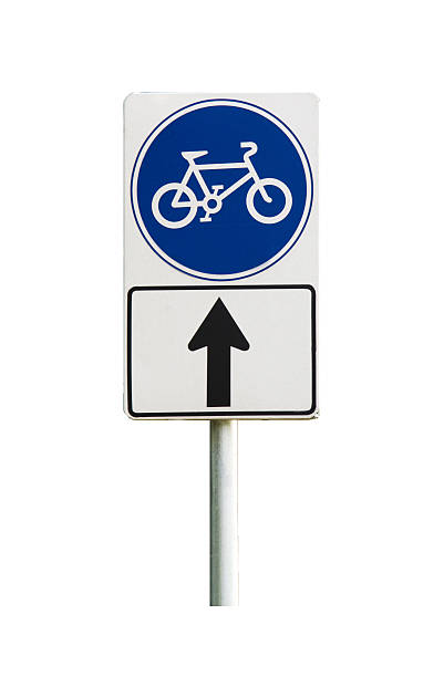 istock bicycle sign and lane on white background 465561343