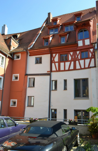 View of house in center of Nuremberg, Bavaria, Germany.