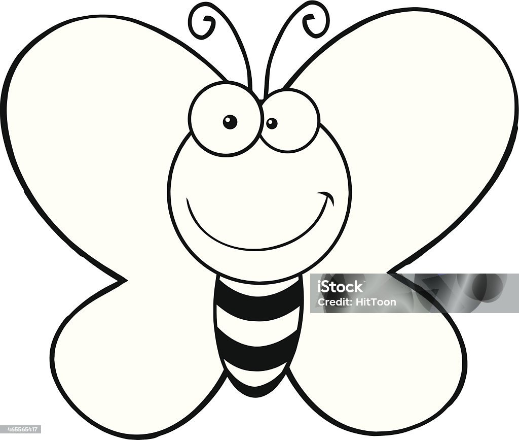 Papillon noir et blanc souriant - clipart vectoriel de Antennes libre de droits