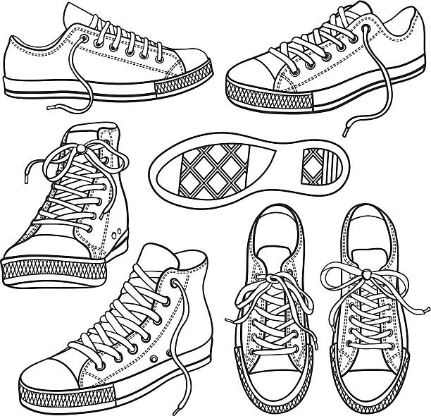 zestaw buty na białym tle - adolescence backgrounds child youth culture stock illustrations