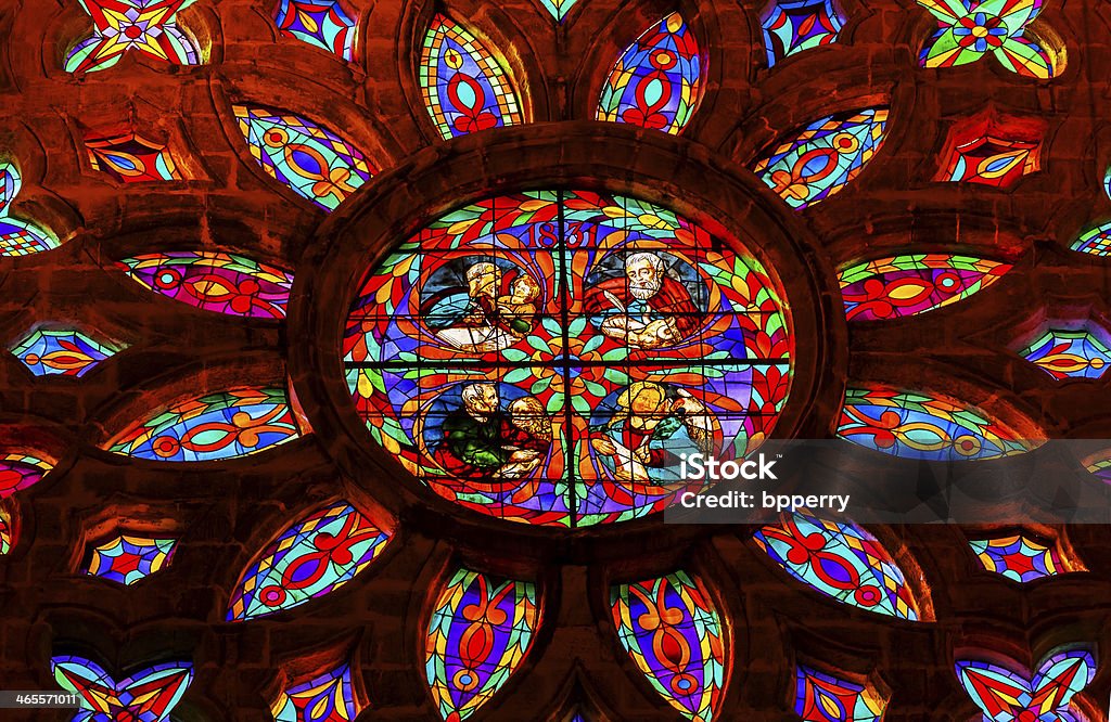 Gospel Writers Vitrail Rosace Cathédrale de Séville, en Espagne - Photo de Andalousie libre de droits