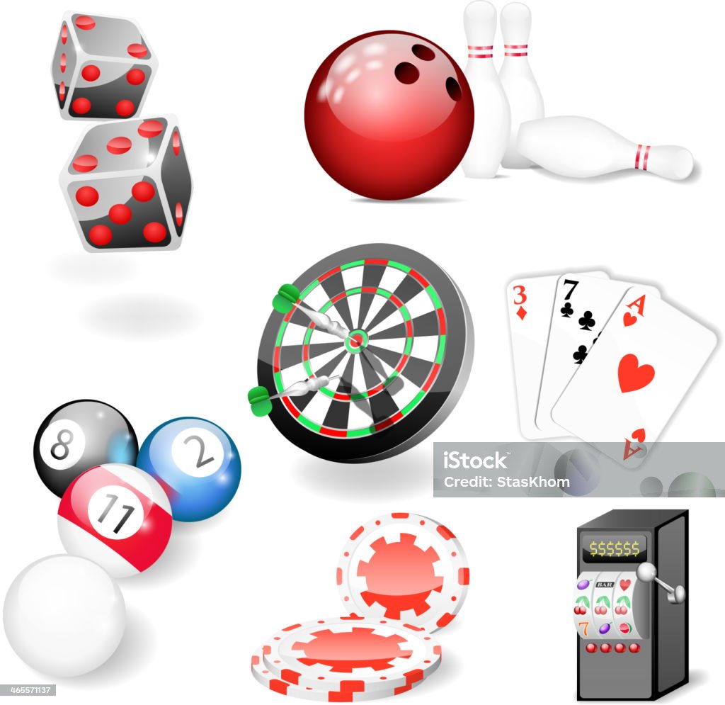 Ensemble de vecteur d'éléments de casino de jeu - clipart vectoriel de Balle ou ballon libre de droits