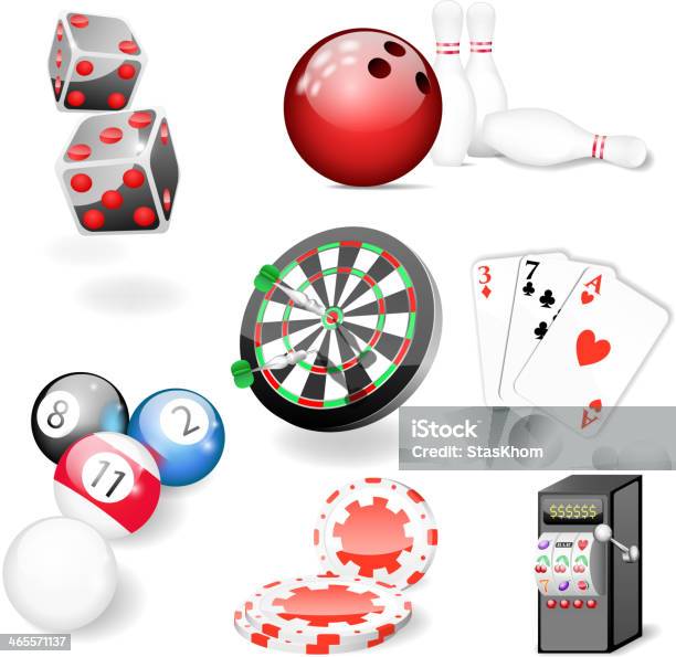 Vector Conjunto De Elementos De Casino E De - Arte vetorial de stock e mais imagens de Apostas desportivas - Apostas desportivas, Bilhar - Desporto com taco, Blackjack