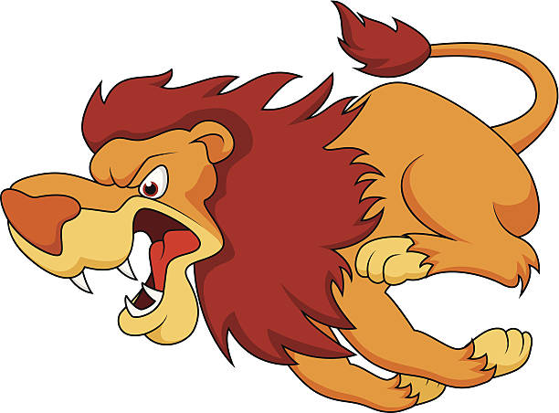 Lion Cartoon Running vector art illustration