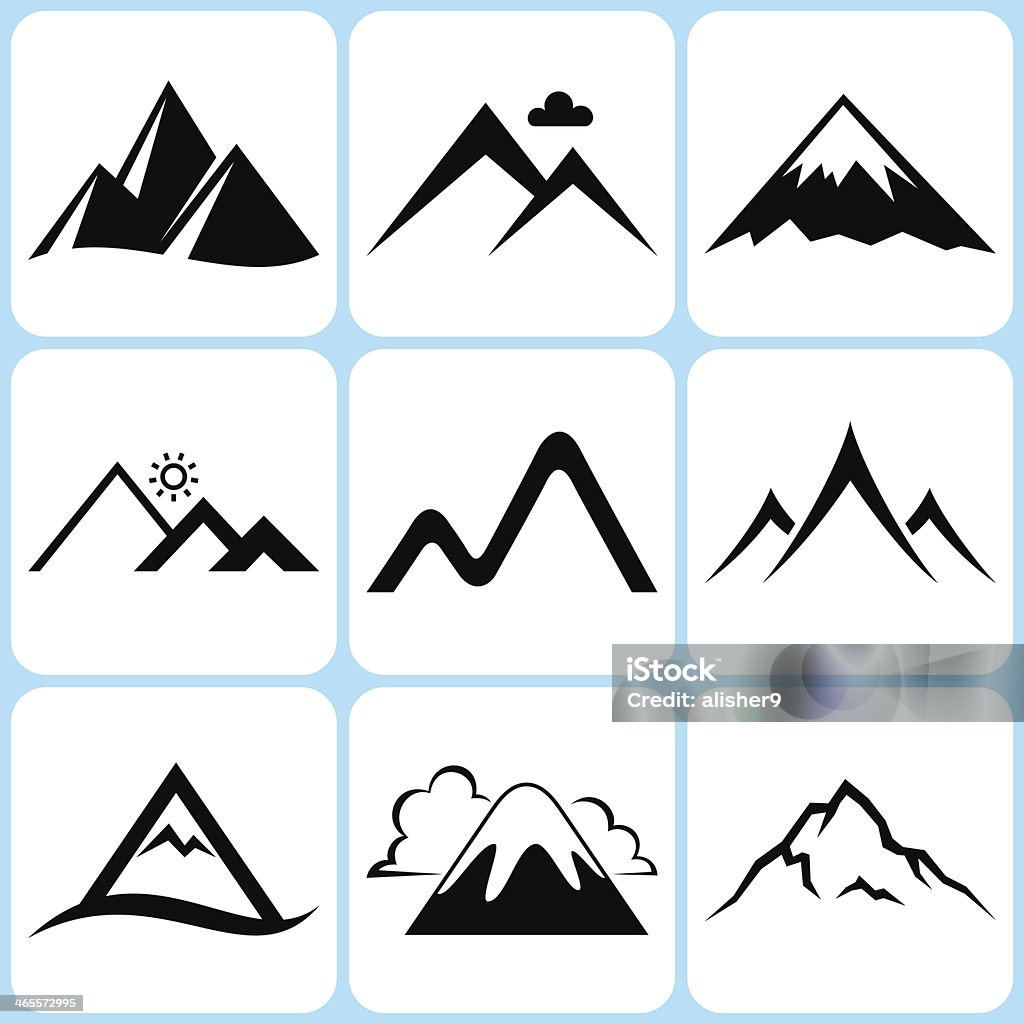 set di icone di montagna - arte vettoriale royalty-free di Icona