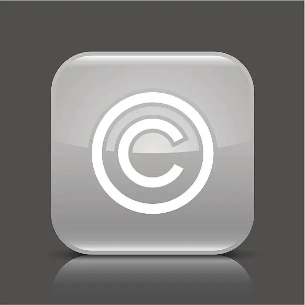 Vector illustration of Gray icon copyright sign glossy rounded web internet button