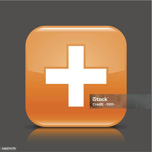 Orange Icon Поделиться Знак Плюс Глянцевый Площадь Вебкнопку — стоковая векторная графика и другие изображения на тему Аварии и катастрофы