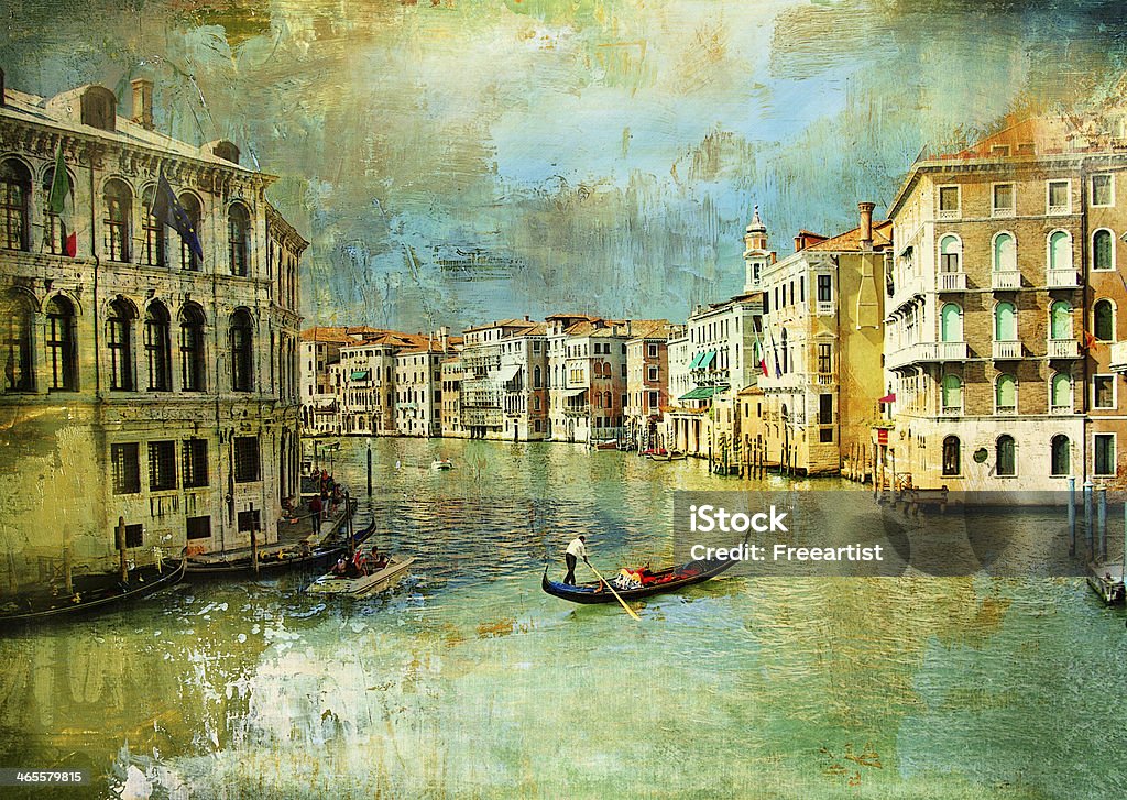 romantic Venice gondolas in greand canal. artistic picture in painting style Painting - Art Product Stock Photo