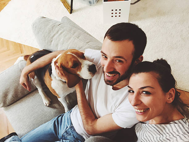 istock Selfie of a couple with a dog 465583676