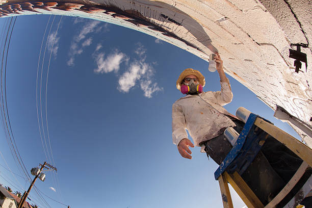 Wide Angle View of Graffit Artist