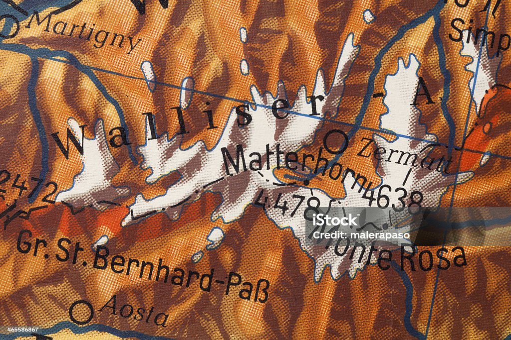 Монте-Роза. Старая карта. - Стоковые фото Монте Роза роялти-фри
