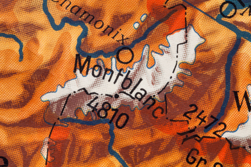 Mont Blanc. Old map.