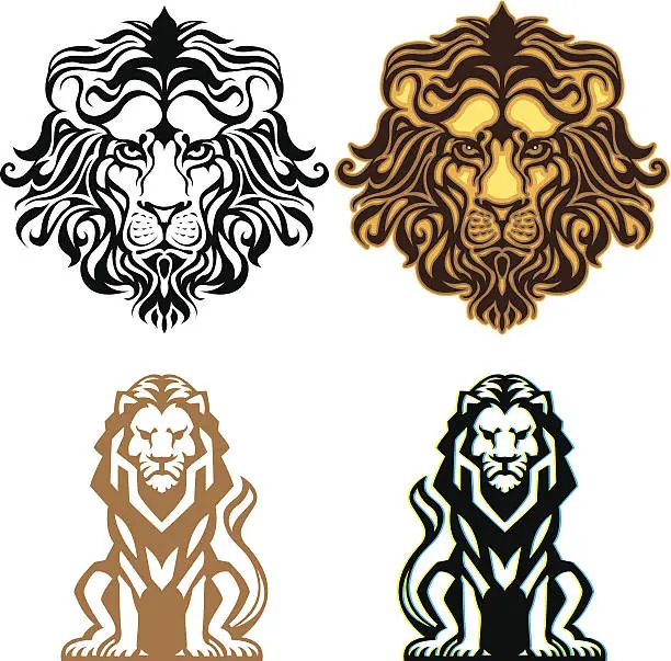 Vector illustration of Lion logo set