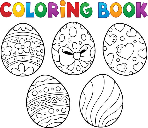 Coloring book Easter eggs theme 1 vector art illustration