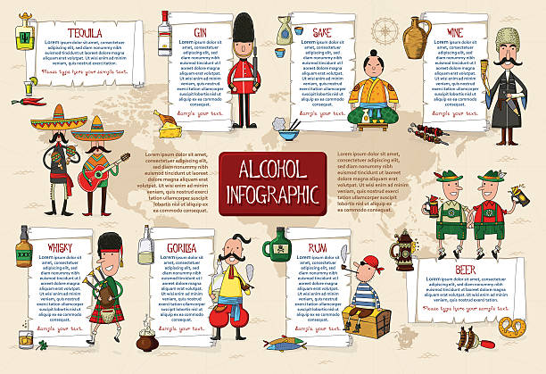 алкоголь инфографика - infographic part of symbol cocktail stock illustrations
