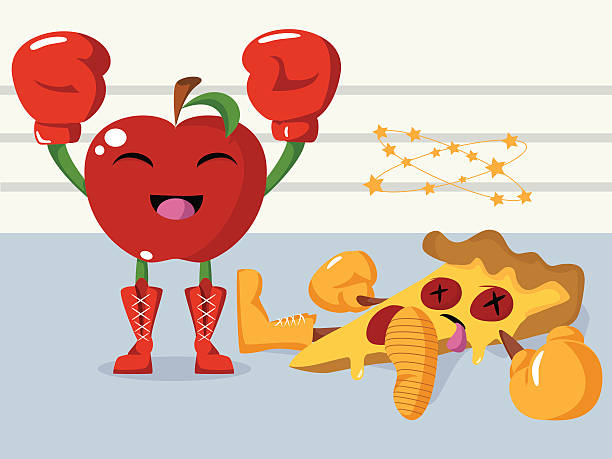 illustrazioni stock, clip art, cartoni animati e icone di tendenza di pizza apple rispetto - pizza box