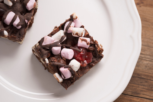 Two Pieces of Rocky Road Cake - Biscuit.