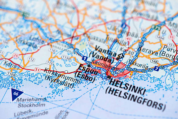 Helsinki Map of Helsinki. map of helsinki finland stock pictures, royalty-free photos & images
