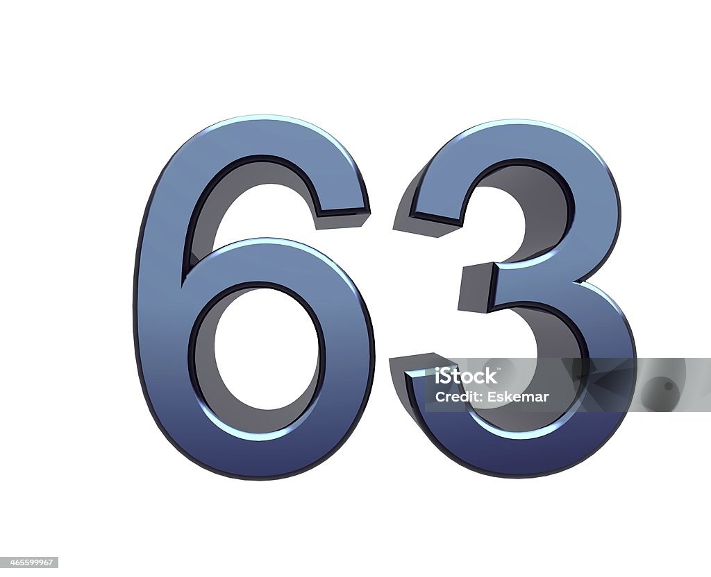 Number 63 Blue Number 63 Stock Photo - Download Image Now - Blue, Cut Out, Digitally ...