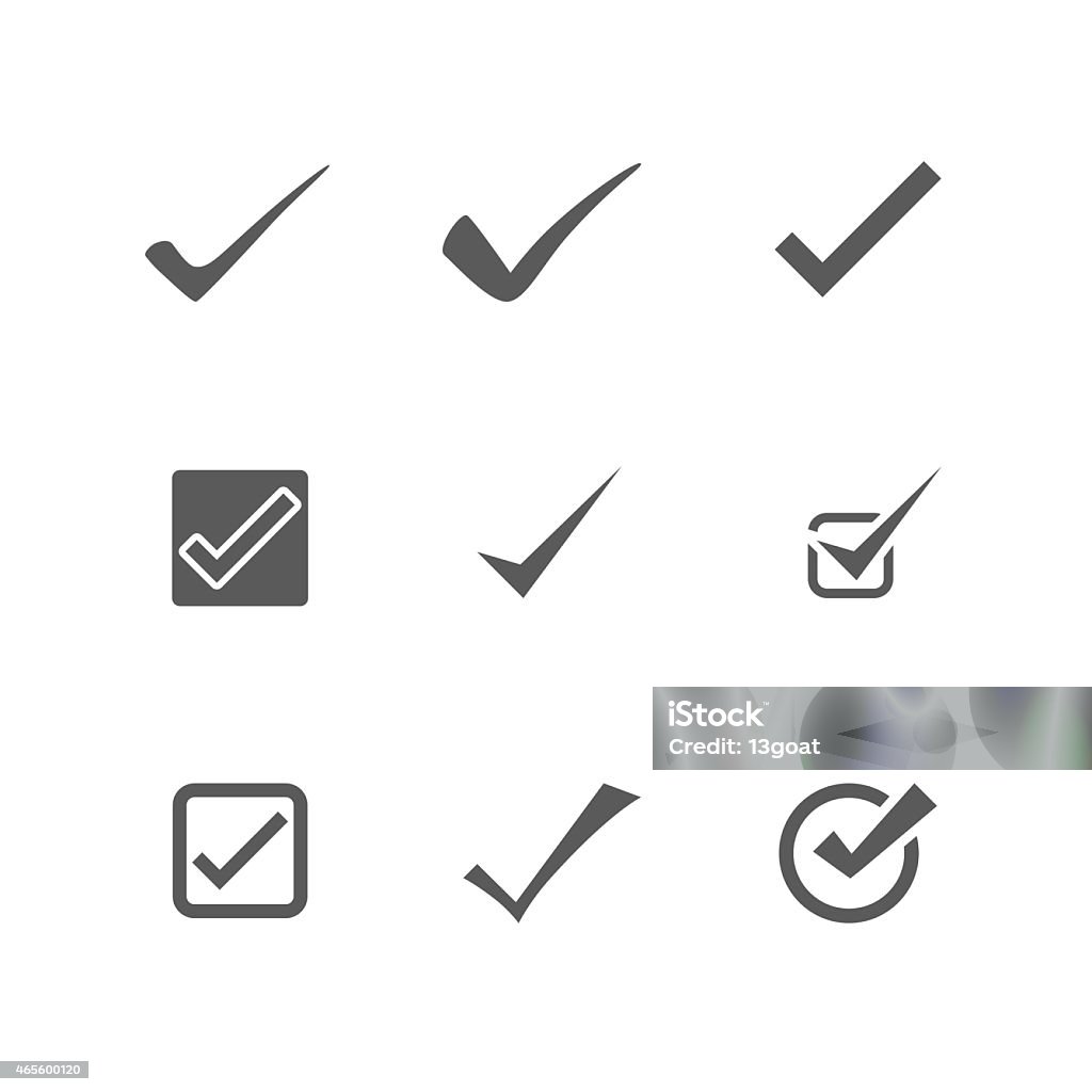 Check Mark Icons Vector Set of check mark signs & symbols vector on white background. EPS 10 Checked Pattern stock vector