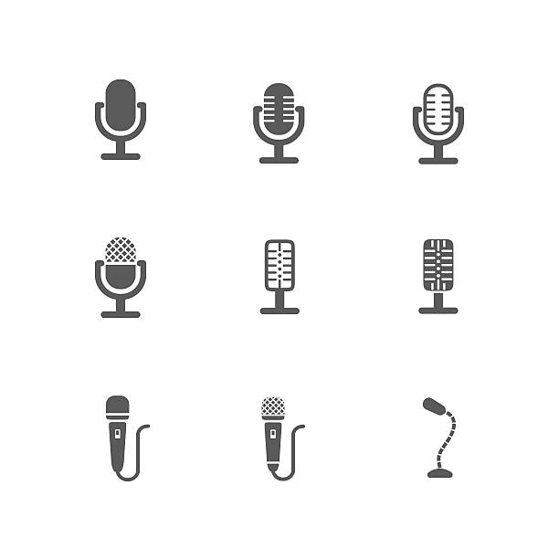 Set of Black Microphone Icons Design Set of black microphone icons design on white background. EPS10 microphone designs stock illustrations