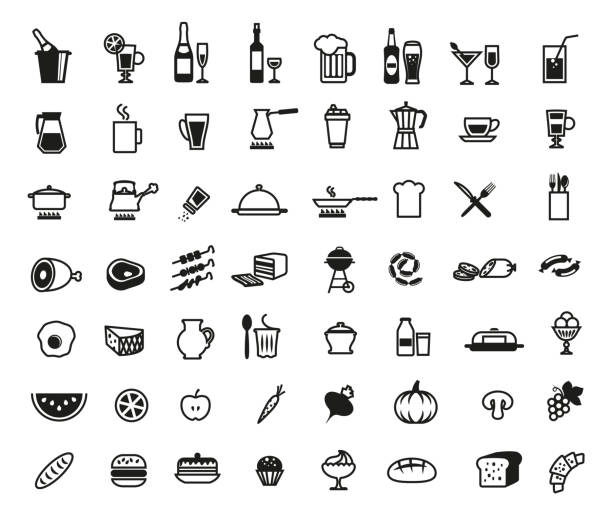 essen-icons - tea sausage stock-grafiken, -clipart, -cartoons und -symbole