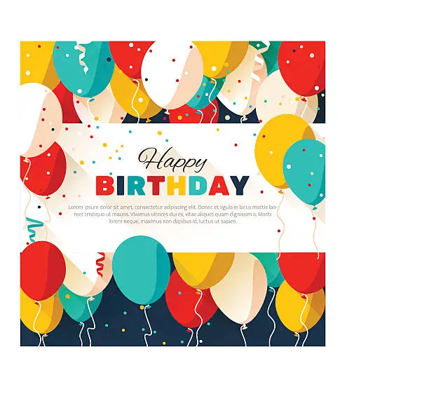 Vector illustration of Happy Birthday greeting card in a flat style