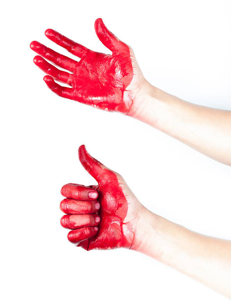 istock Hand in blood on a white background 465601001