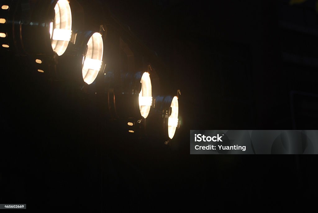 Set of lighting equipment in black background lighting equipment with black backgrounds Television Studio Stock Photo