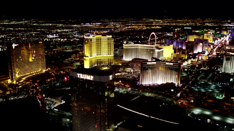 Las Vegas Strip Aerial View at Night