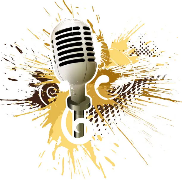 Vector illustration of old microphone