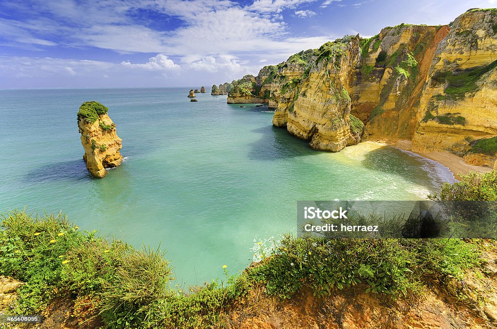 Idyllic beach landscape at Lagos, Algarve, (Portugal) Algarve Stock Photo