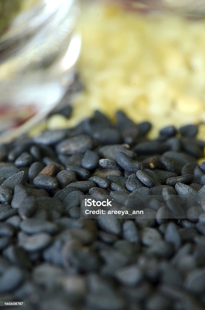 Black Sesame. Sesame Seeds in Closed-up. Asian Culture Stock Photo
