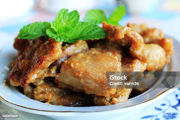 Mustard And Honey Glazed Pork Chops Stock Photo - Download Image Now - Glazed Food, Pork, Broccoli