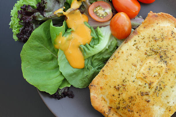 Chicken pie with salad stock photo