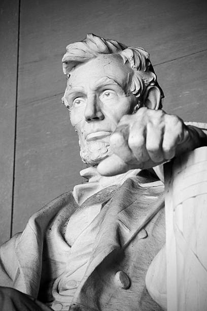 Abraham Lincoln Statue Abraham Lincoln Statue at Lincoln Memorial in Washington DC, United States. Black and white photo. washington dc slavery the mall lincoln memorial stock pictures, royalty-free photos & images