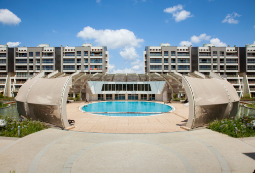 Complex and big swimming pool