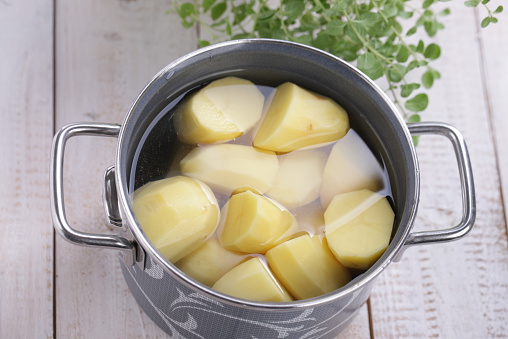 Potatoes in a cooking pot