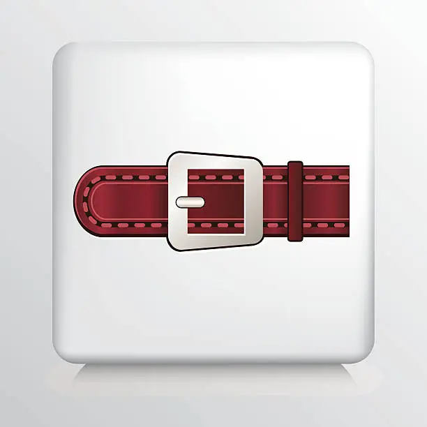 Vector illustration of Square Icon with Leather Brown Belt and Silver Buckle