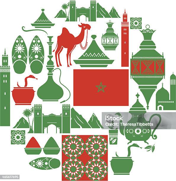 Conjunto De Ícone De Marrocos - Arte vetorial de stock e mais imagens de Símbolo de ícone - Símbolo de ícone, Palmeira, Islamismo